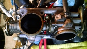 Close up of the throttle bodies